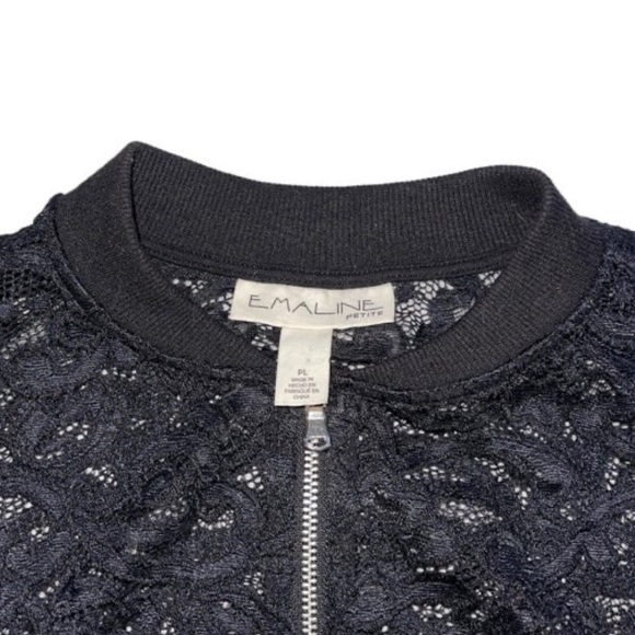 Emaline Petite Privé Zip Up Lace Bomber Jacket - Picture 5 of 6